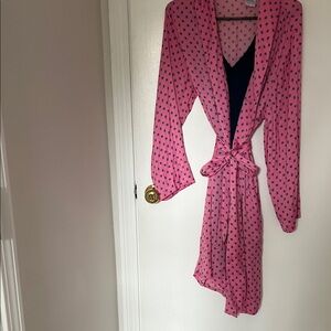 Pink Polka Dot Tie-Waist Robe